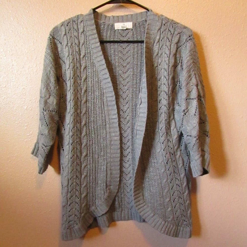 Pink Republic Gray Open-Front Cardigan